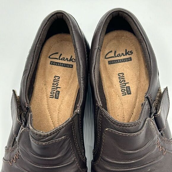 Clarks Size 7M Everlay Brown Coda Dark Leather Slip On - Picture 12 of 15